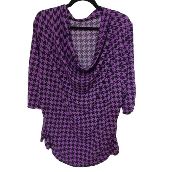 Worthington Tops - Worthington Top 3/4 Sleeve Purple/Black Size 3X